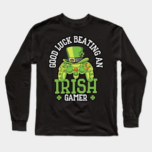 St. Patrick's Day Gaming Shamrock Gamer Video Games Long Sleeve T-Shirt